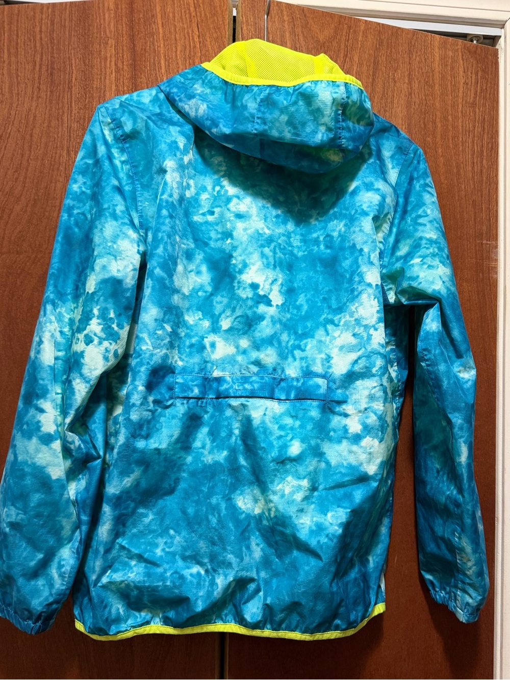 Kids Blue Tie-Dye Hooded WindBreaker with Neon Trim - Picture 3 of 8